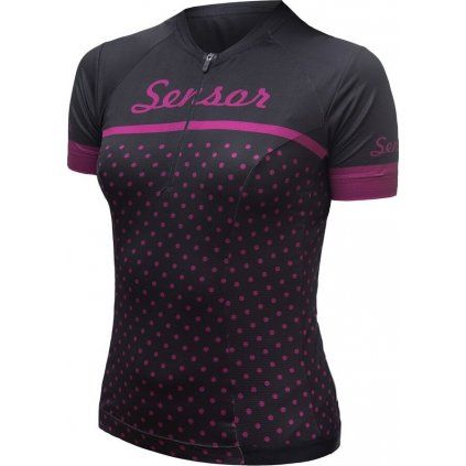 Dámský cyklistický dres SENSOR Cyklo Tour black dots (Velikost S, Barva černá)