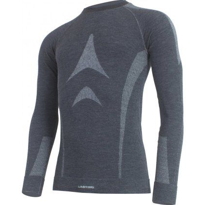 Pánské bezešvé merino triko LASTING Wolf černé (Velikost S/M)
