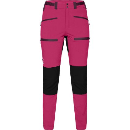 Dámské softshellové kalhoty Haglöfs Rugged Slim - růžová/černá (Velikost 34)