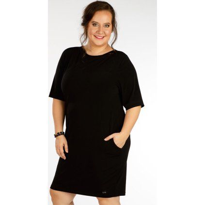 Dámské šaty LITEX pro plnoštíhlé PLUS SIZE černé (Barva černá, Velikost XL)