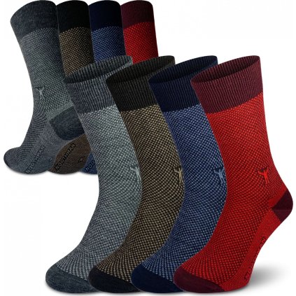 Merino ponožky NORTHMAN Halden 4-pack šedá, černá, modrá, červená (Velikost 42-44)