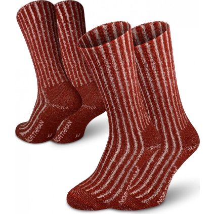 Turistické merino ponožky NORTHMAN Perun 2-pack červené (Velikost 42-44)