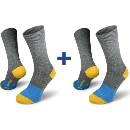 Merino ponožky NORTHMAN Narvik 2-pack světle šedé (Velikost 42-44)