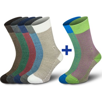 Merino ponožky NORTHMAN Hamar New Colours 5+2 barevný mix (Velikost 42-44)