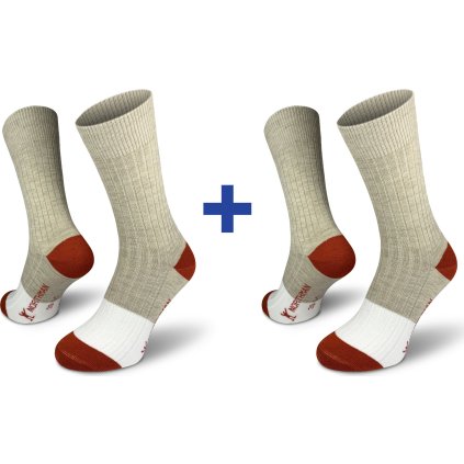 Merino ponožky NORTHMAN Narvik 2-pack béžová (Velikost 45-47)