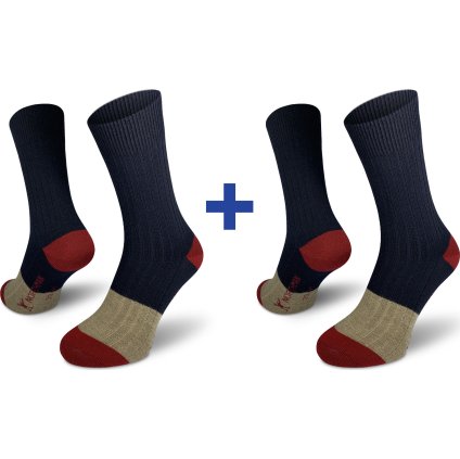 Merino ponožky NORTHMAN Narvik 2-pack půlnoční (Velikost 42-44)