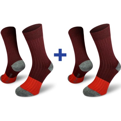 Merino ponožky NORTHMAN Narvik 2-pack vínová (Velikost 42-44)