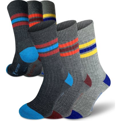 Merino ponožky NORTHMAN Larvik 3-pack šedý mix (Velikost 42-44)