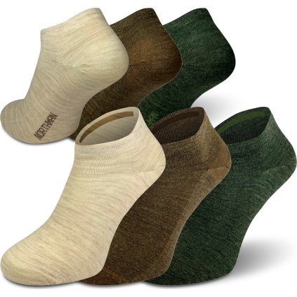 Letní merino ponožky NORTHMAN 3-pack hnědý mix (Velikost 48-50)