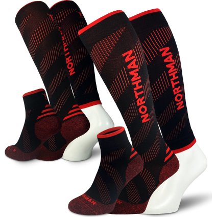 Komresní ponožky a návlek NORTHMAN Compress Elite 3-pack červená (Velikost 36-41)