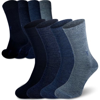 Merino ponožky NORTHMAN Gunnar 4-pack modrý mix (Velikost 45-47)