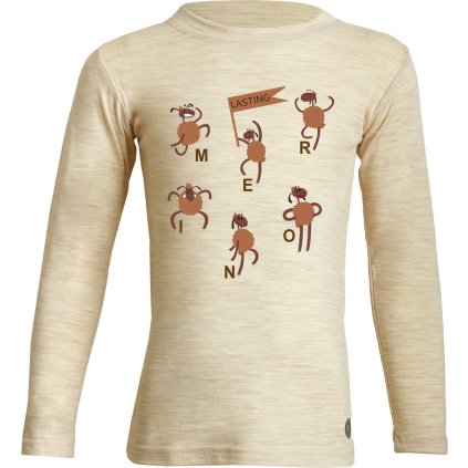 Dětské merino triko LASTING Lopy béžové (Velikost 110)