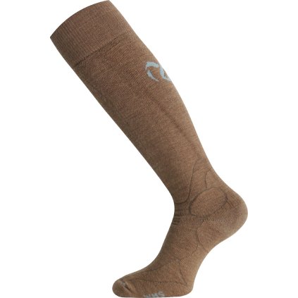 Unisex merino lyžařské podkolenky LASTING WMS hnědé (Velikost S)